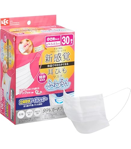 Amazon.co.jp: レック 極細耳ひも マスク ふわるん (ふつうサイズ 30枚